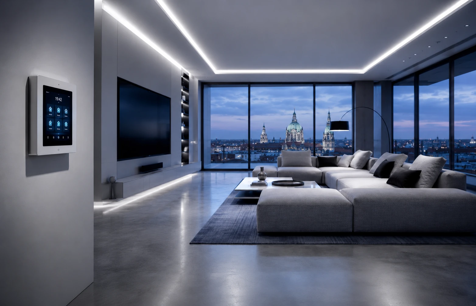 Modernes Smart Home Wohnzimmer